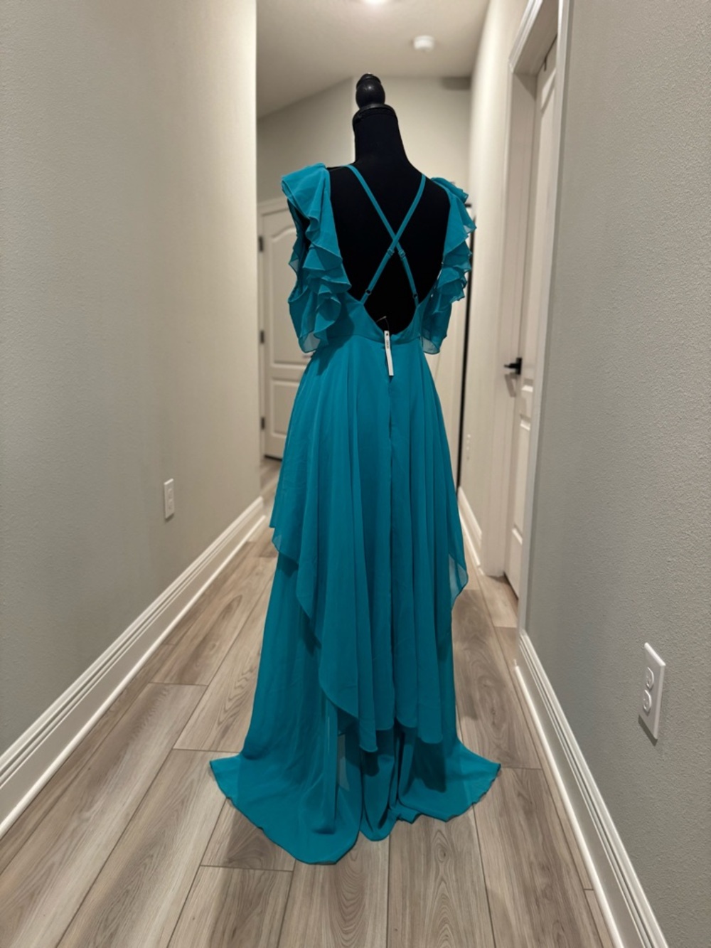 ASOS Teal Ruffle Sleeve High-Low Dress - Picture 9 of 11